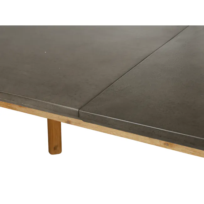 (As-is) Hudson Extendable Dining Table 1.6m - 2m - 14 - Dark gray textured tabletop, wooden legs, minimalist design, natural