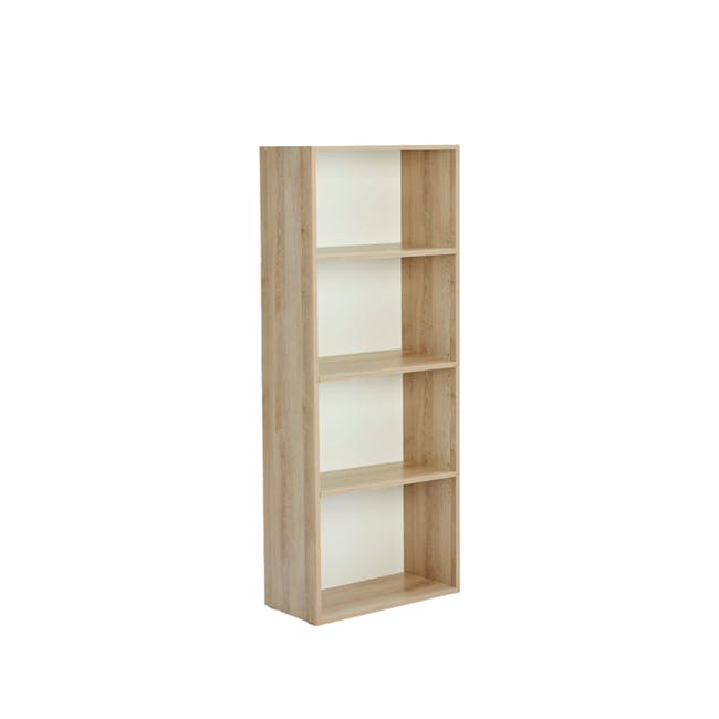 Hitoshi 4-Tier Bookshelf - Natural, White - 1
