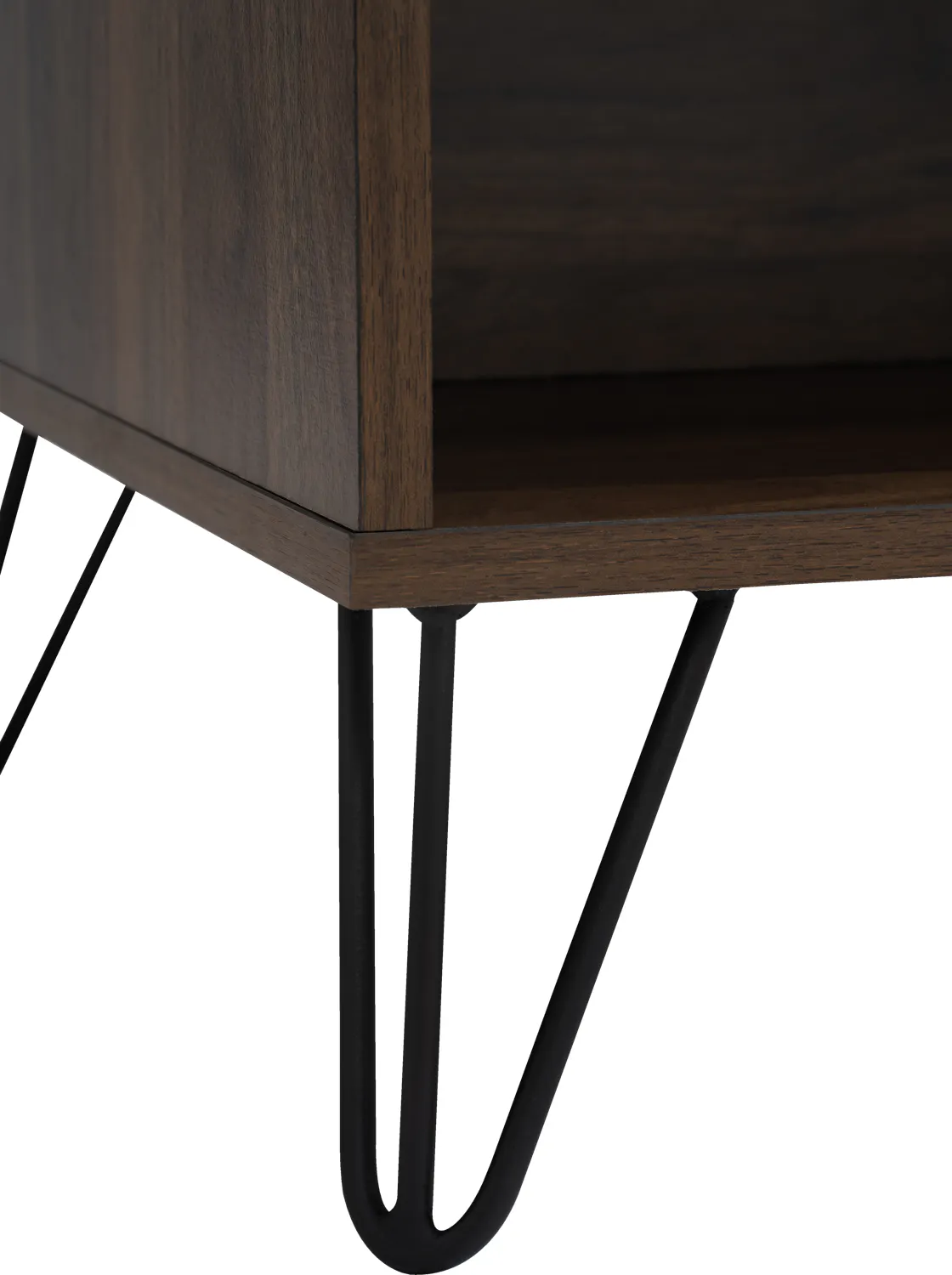 Sandra Bedside Table - Walnut - 9 - Dark wood furniture, metal legs, minimalist design, sleek lines, modern aesthetic