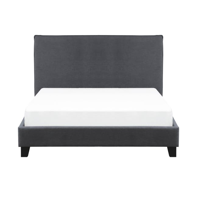 Arthur Queen Divan Bed - Urban Grey (Fabric) - 1 - Modern minimalist bed with sleek black headboard and white mattress