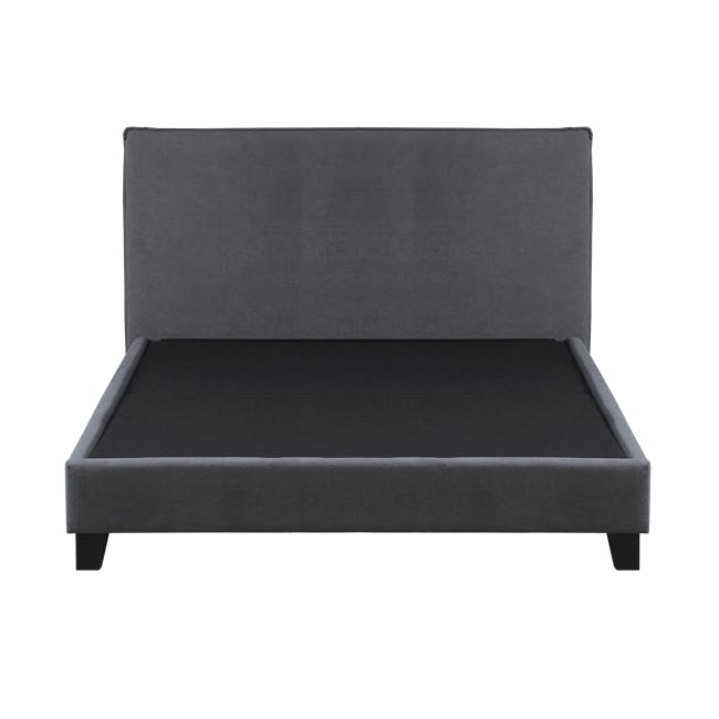Arthur Queen Divan Bed - Urban Grey (Fabric) - 2 - Grey upholstered sofa, minimalist design, rectangular frame, black