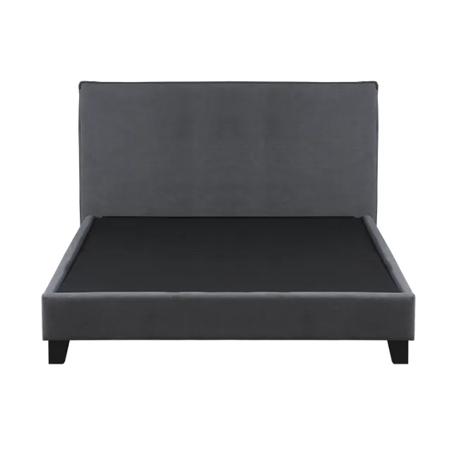 Arthur Queen Divan Bed - Urban Grey (Fabric) - 2 - Grey upholstered sofa, minimalist design, rectangular frame, black