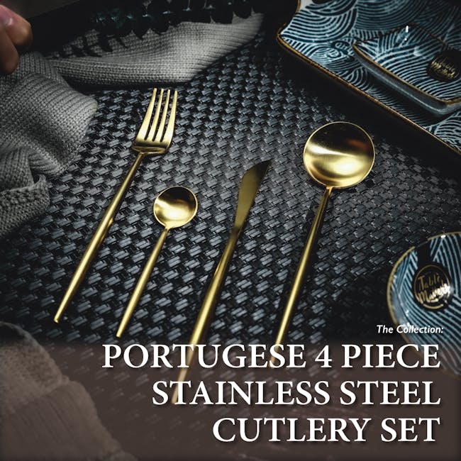 Table Matters Portugese 4pc Cutlery Set - Matt Gold - 6