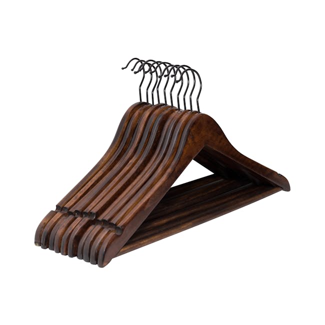 Wooden Hangers (Set of 10) - Walnut - 0