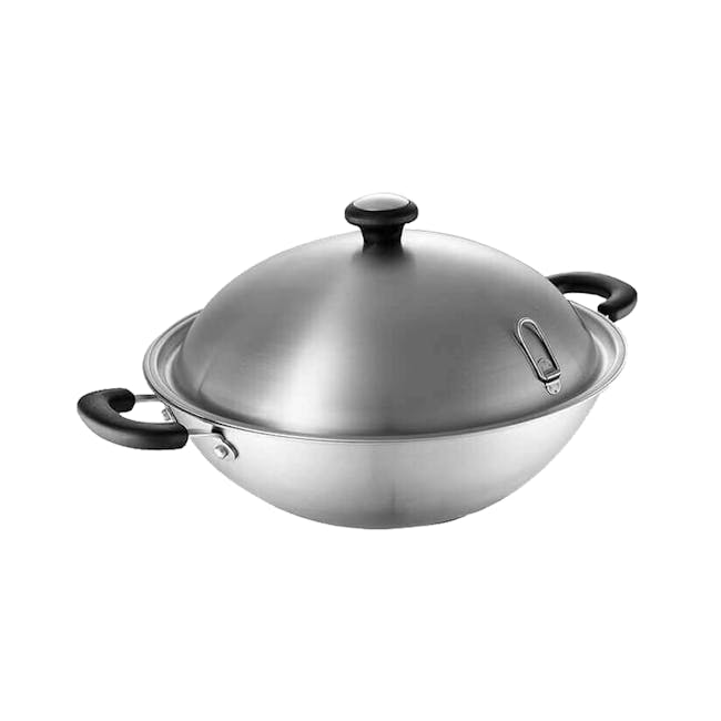 Meyer Centennial IH Stainless Steel Chinese Wok with Lid (2 Sizes) - 0