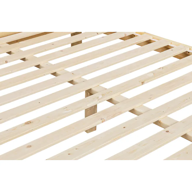 Aiko Super Single Wooden Bed - 6 - Light wooden slats, unfinished wooden beams, construction site, wooden frame, wooden