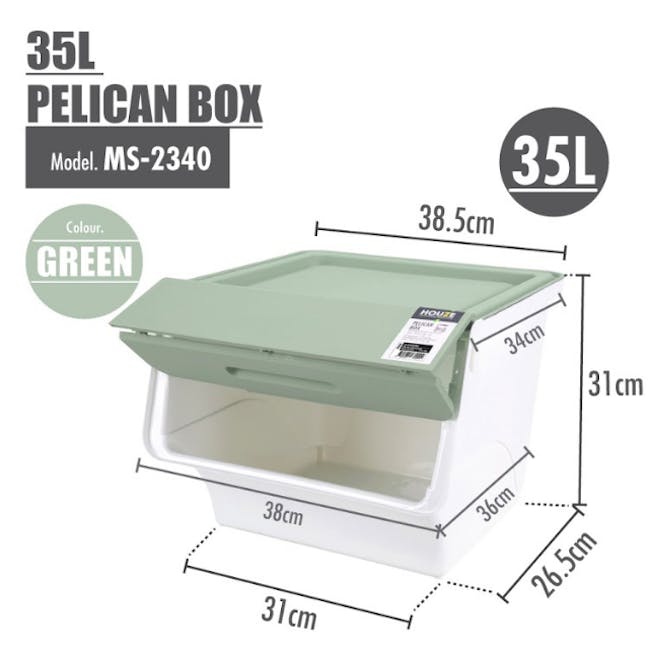 35L Pelican Box with Lid - Green - 6