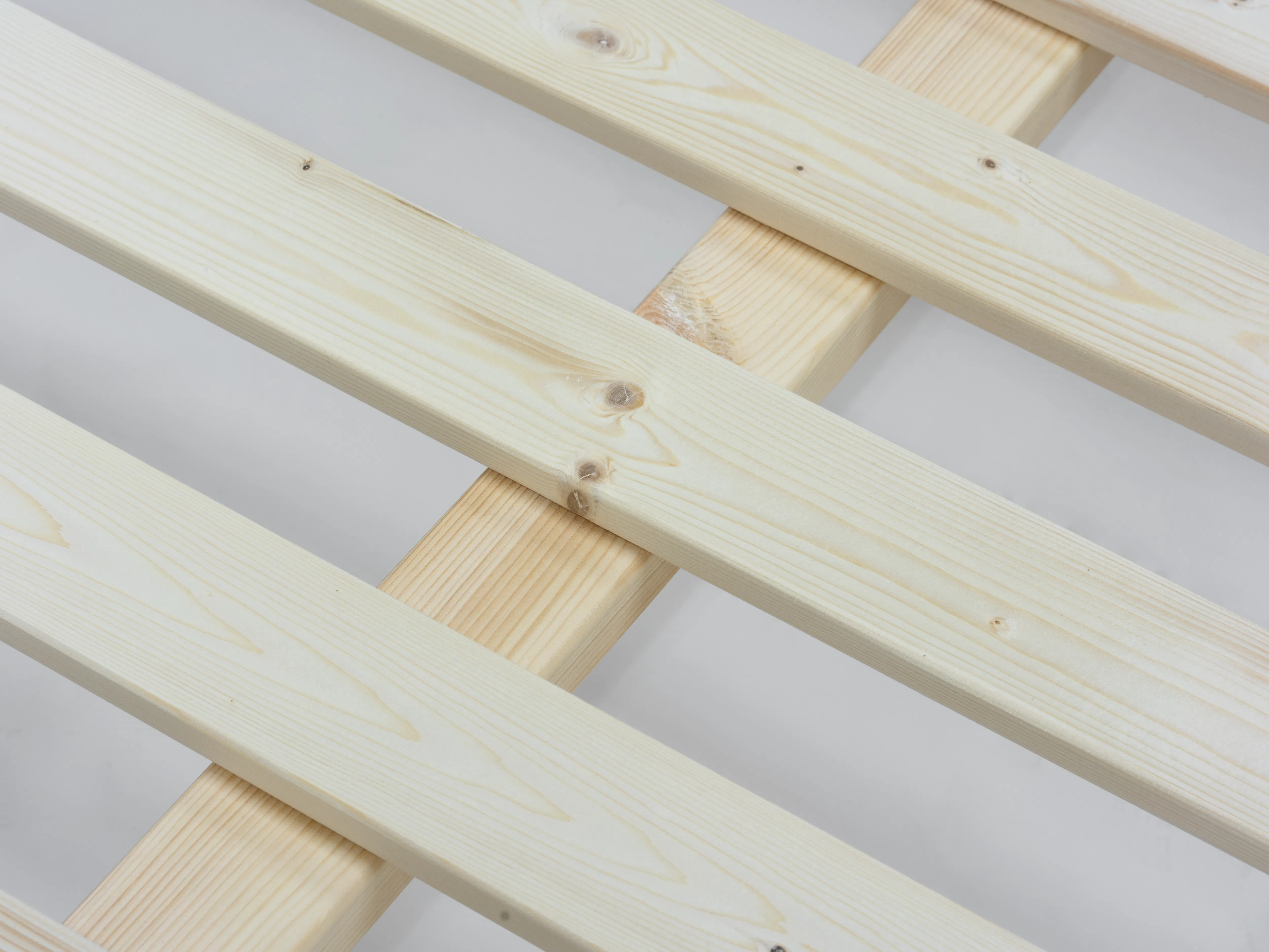 Katana Super Single Wooden Headboard Bed - 10 - Light-colored wooden beams, natural grain, visible knots, smooth finish