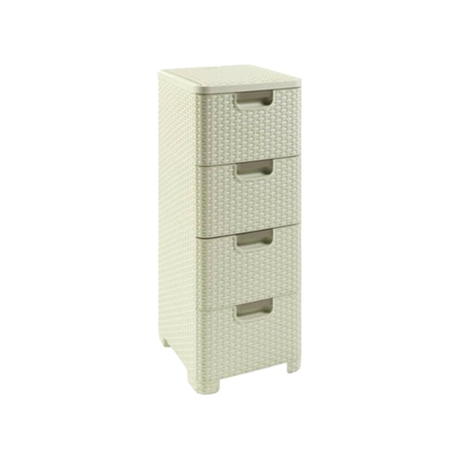 Rattan Style Drawer 4 - Off White - 0