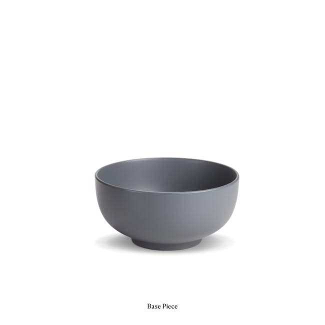 Base Piece DeTerra 12-Piece Dinnerware Set - Stone Blue - 6 - Grey bowl, minimalist design, sleek form, modern aesthetic