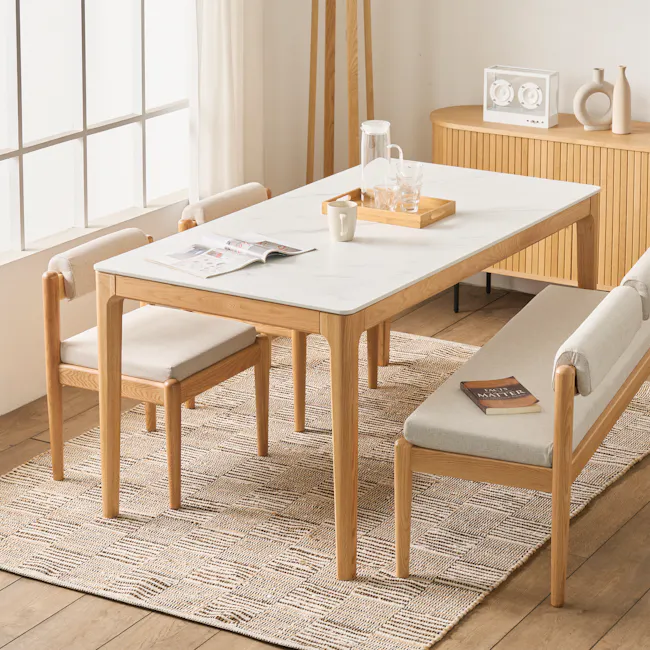 Adelyn Dining Table 1.6m (Sintered Stone) with 4 Niel Chairs in Oak - 9