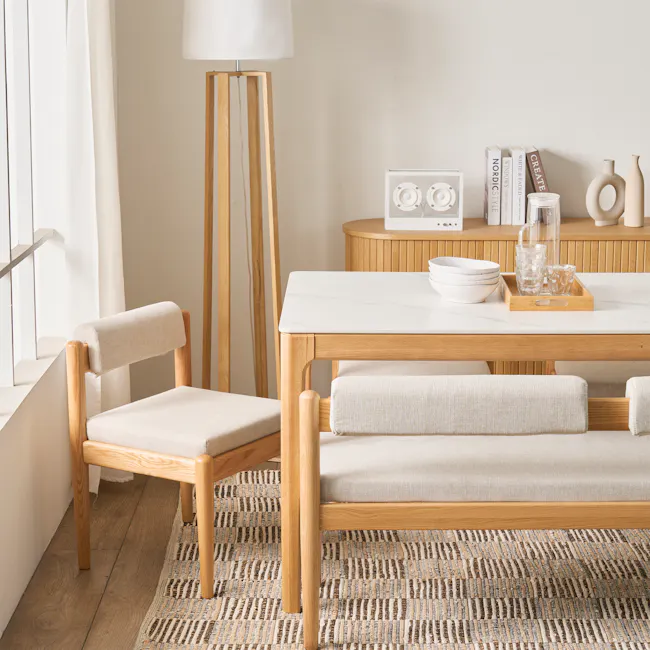 Adelyn Dining Table 1.6m (Sintered Stone) with 4 Niel Chairs in Oak - 7