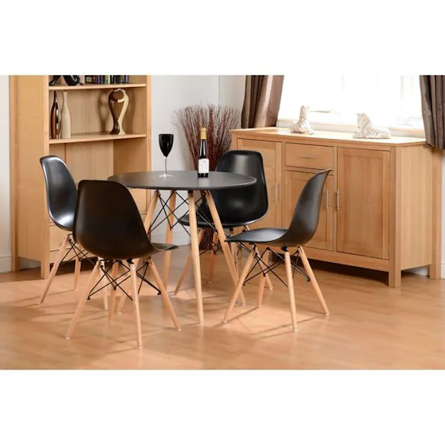 Oslo Chair - Black - 4 - modern dining room, contemporary furniture, sleek chairs, black and white design, wooden shelves