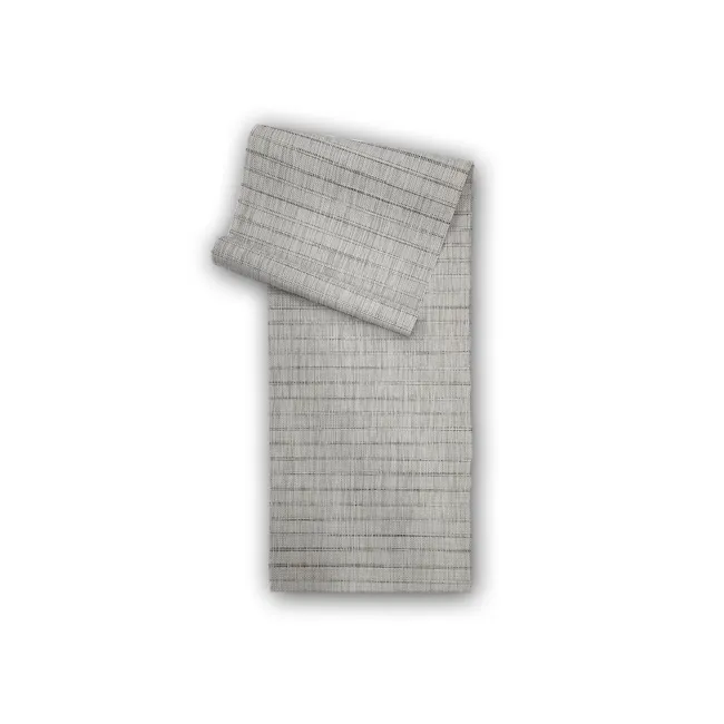 RAPEE Corru Table Runner - Grey (Natural) - 1 - Patterned fabric, folded neatly, light gray color, woven texture, soft and