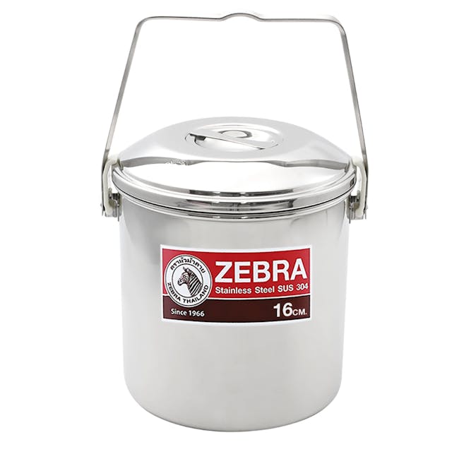 Zebra Stainless Steel Loop Handle Pot with Auto Lock, Lid & Insert (4 Sizes) - 4