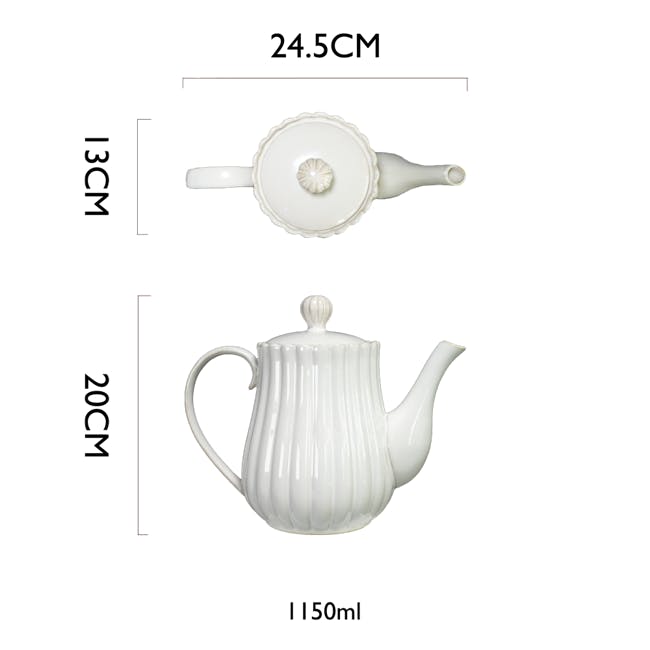 Table Matters White Scallop 1150ml Teapot - 3