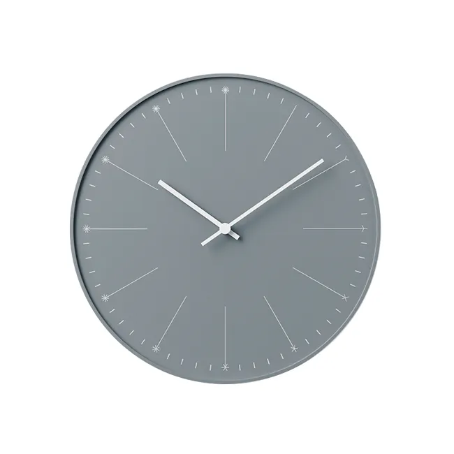 Dandelion Clock - Gray - 1 - Elegant gray wall clock with minimalist design, Modern wall clock featuring white hour markers