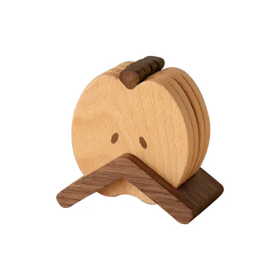 Apple Wooden Coaster Set