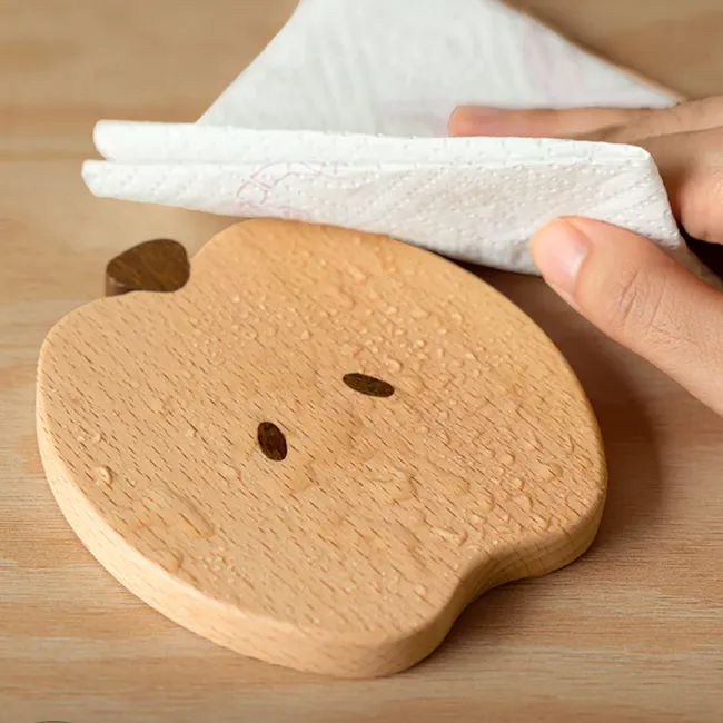 Apple Wooden Coaster Set - 11
