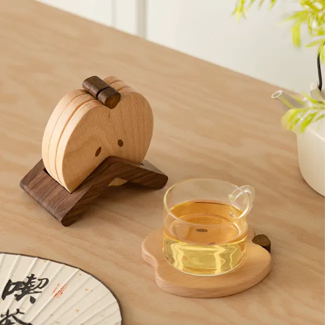 Apple Wooden Coaster Set - 15