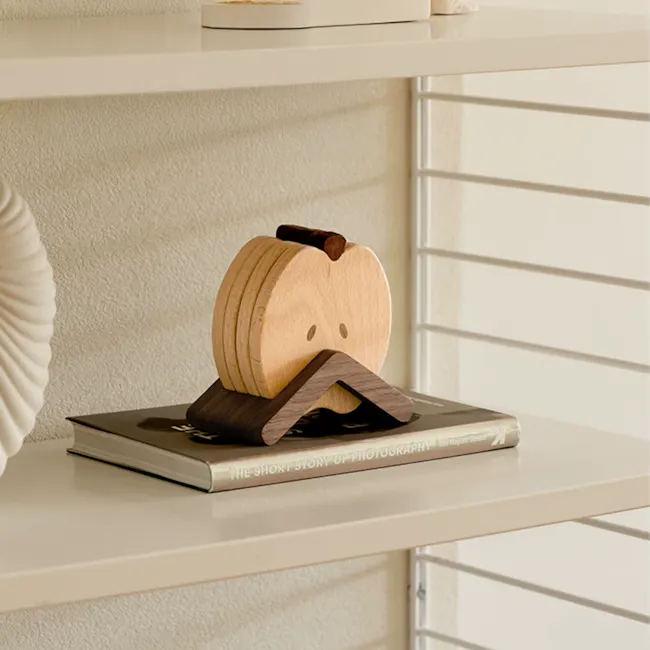 Apple Wooden Coaster Set - 4