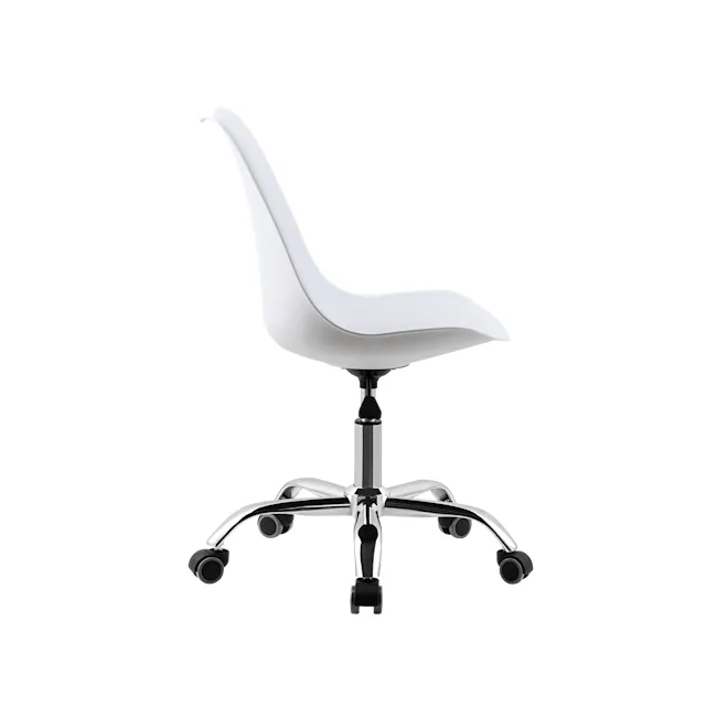 Linnett Mid Back Office Chair - White - 3 - Modern ergonomic office chair, sleek white design, adjustable height