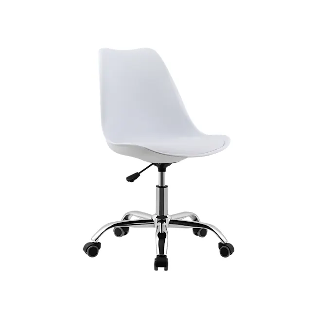 Linnett Mid Back Office Chair - White - 1 - White ergonomic office chair with sleek design, comfortable cushioning