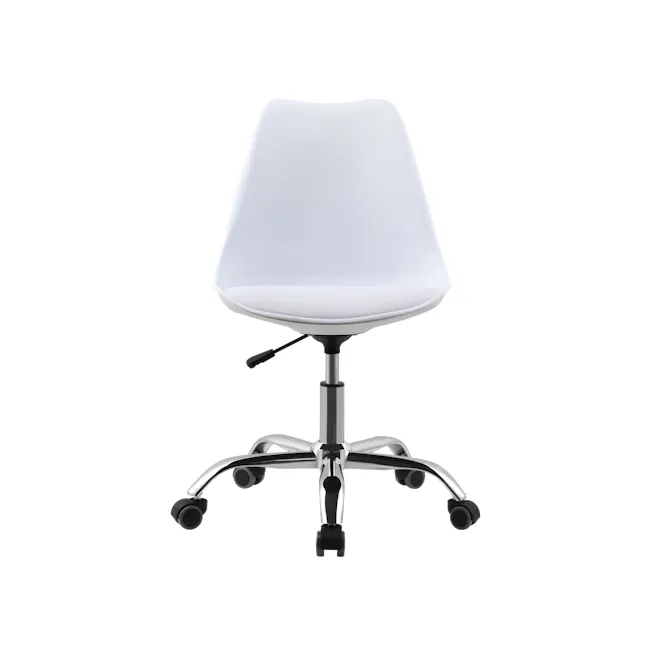 Linnett Mid Back Office Chair - White - 2 - White modern office chair, ergonomic design, adjustable height, sleek design
