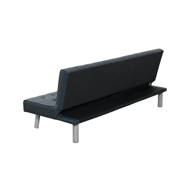 Julia 3 Seater Sofa Bed - Slate Grey (Faux Leather) - 23 - Modern upholstered bench, sleek design, dark blue upholstery