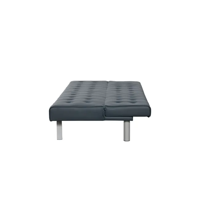Julia 3 Seater Sofa Bed - Slate Grey (Faux Leather) - 8 - Modern upholstered bench, sleek design, tufted upholstery, dark