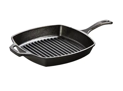 Lodge 10.5 Inch Seasoned Square Cast Iron Grill Pan