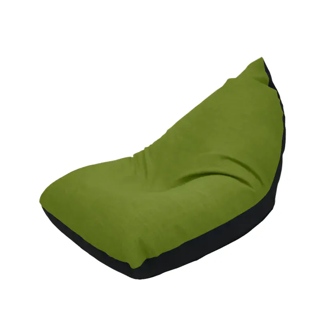 Doodle Triangle Bean Bag - Green - 1 - Green cushion, soft surface, ergonomic design, modern style, cozy seating, plush