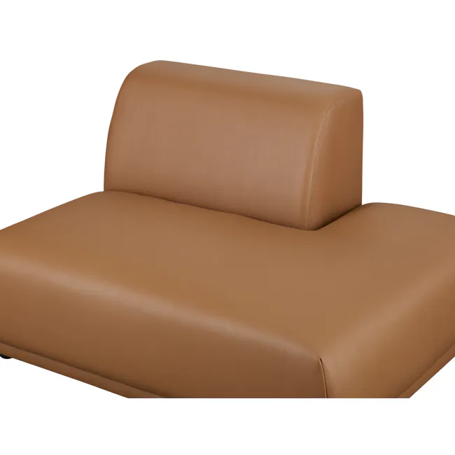 Milan 4 Seater Corner Extended Sofa - Caramel Tan (Faux Leather) - 42 - Leather sofa, brown leather, cushioned seat, smooth