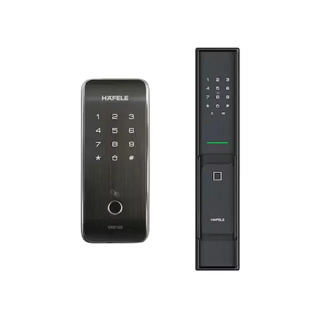 Hafele Gate + Door Lock Bundle: PP8100 + GL5700 - 1 - Hafele keypad with black and silver design, Black and silver Hafele