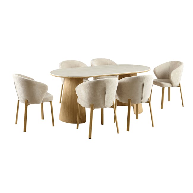 Apollo Dining Armchair - Beige, Oak - 4
