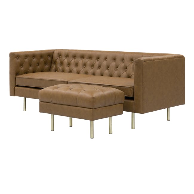 Cadencia 3 Seater Sofa with Cadencia 2 Seater Sofa - Tan (Faux Leather) - 12