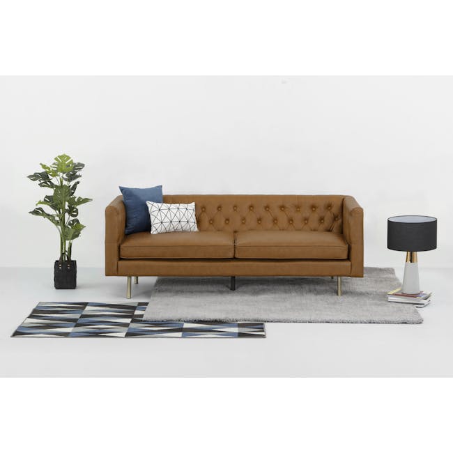Cadencia 3 Seater Sofa - Tan (Faux Leather) - 4