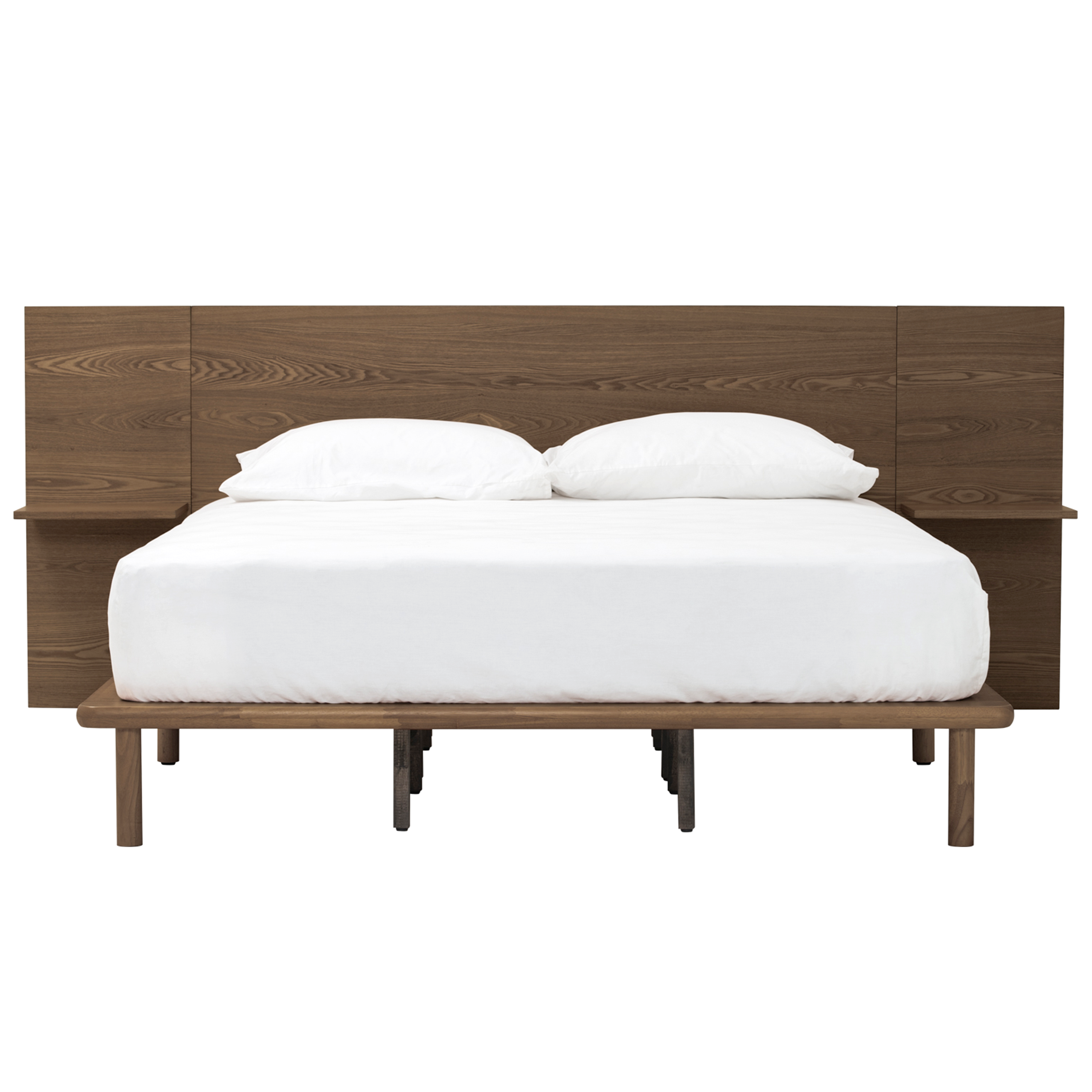 Palma Wooden Platform Queen Bed with Side Tables - Walnut