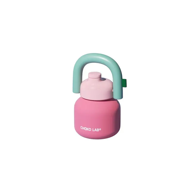 CHAKOLAB Thermal LINLIN Pot Bottle 1000ml - White / Orange - 2 - Pink and mint green water bottle with adjustable grip