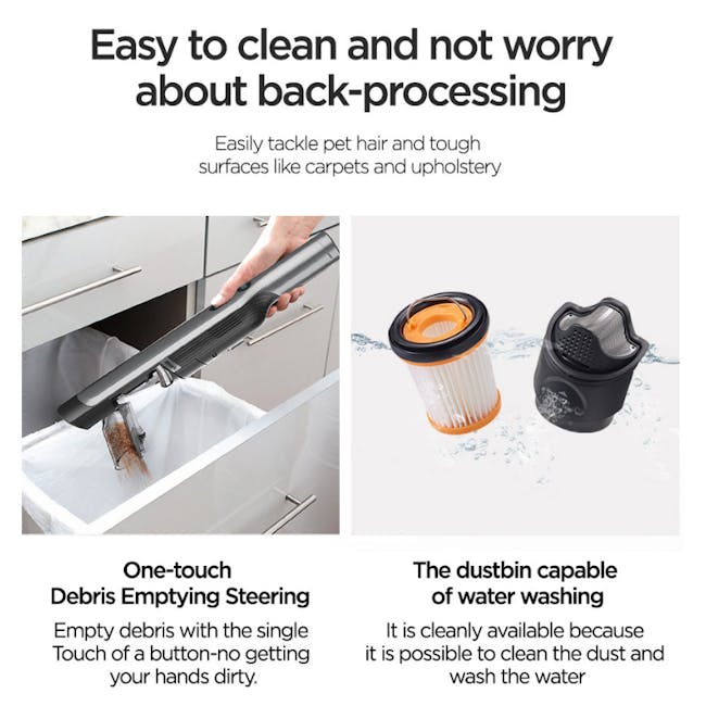 Shark Cordfree Handheld Vacuum - Black - 4 - Easy to clean, pet hair removal, tough surfaces, carpet and upholstery