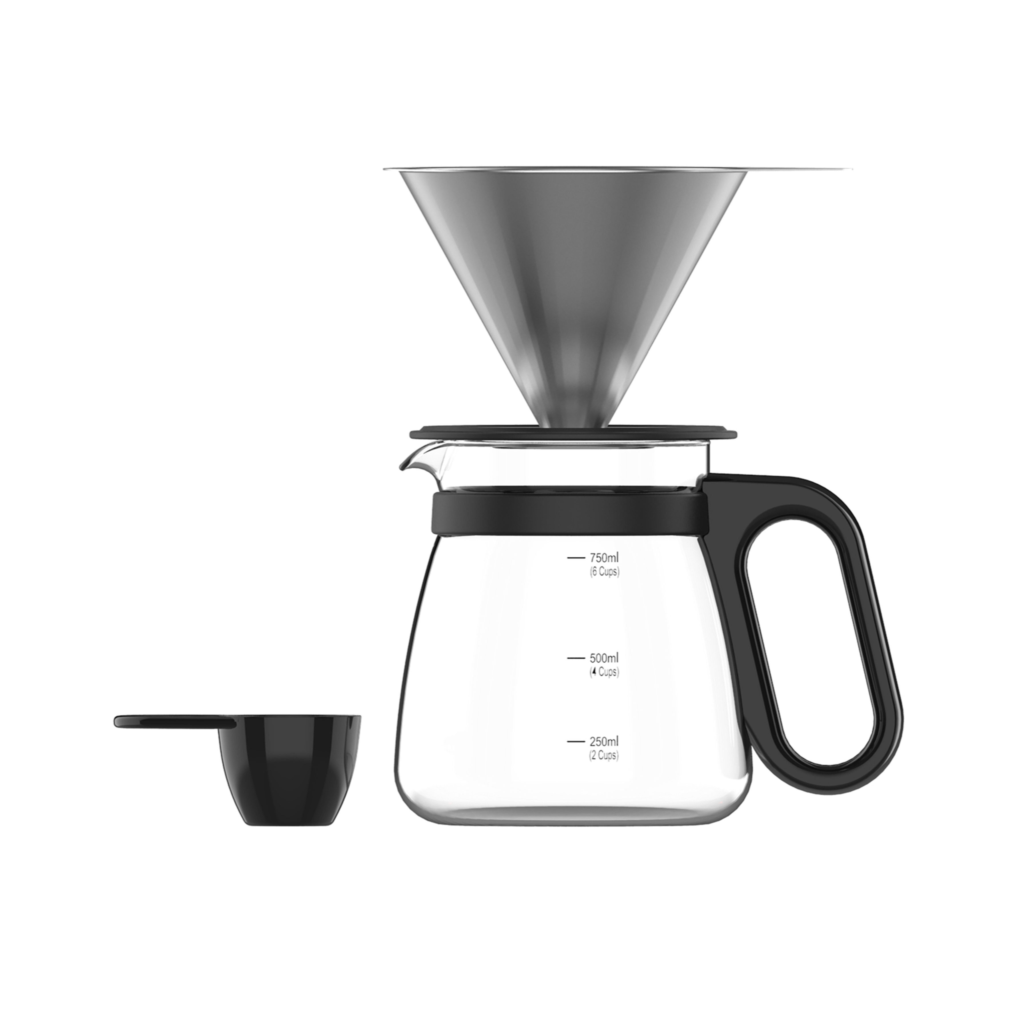 Odette Pour Over Coffee Set with Dripper - Black - Black