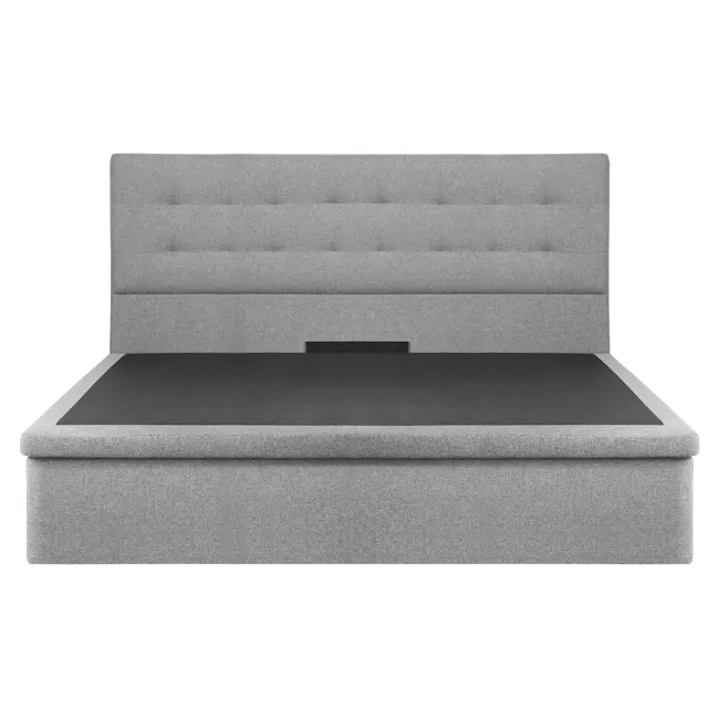 Vera King Headboard Storage Bed - Linen (Pet Friendly) - 3 - Modern upholstered bench, minimalist design, gray fabric