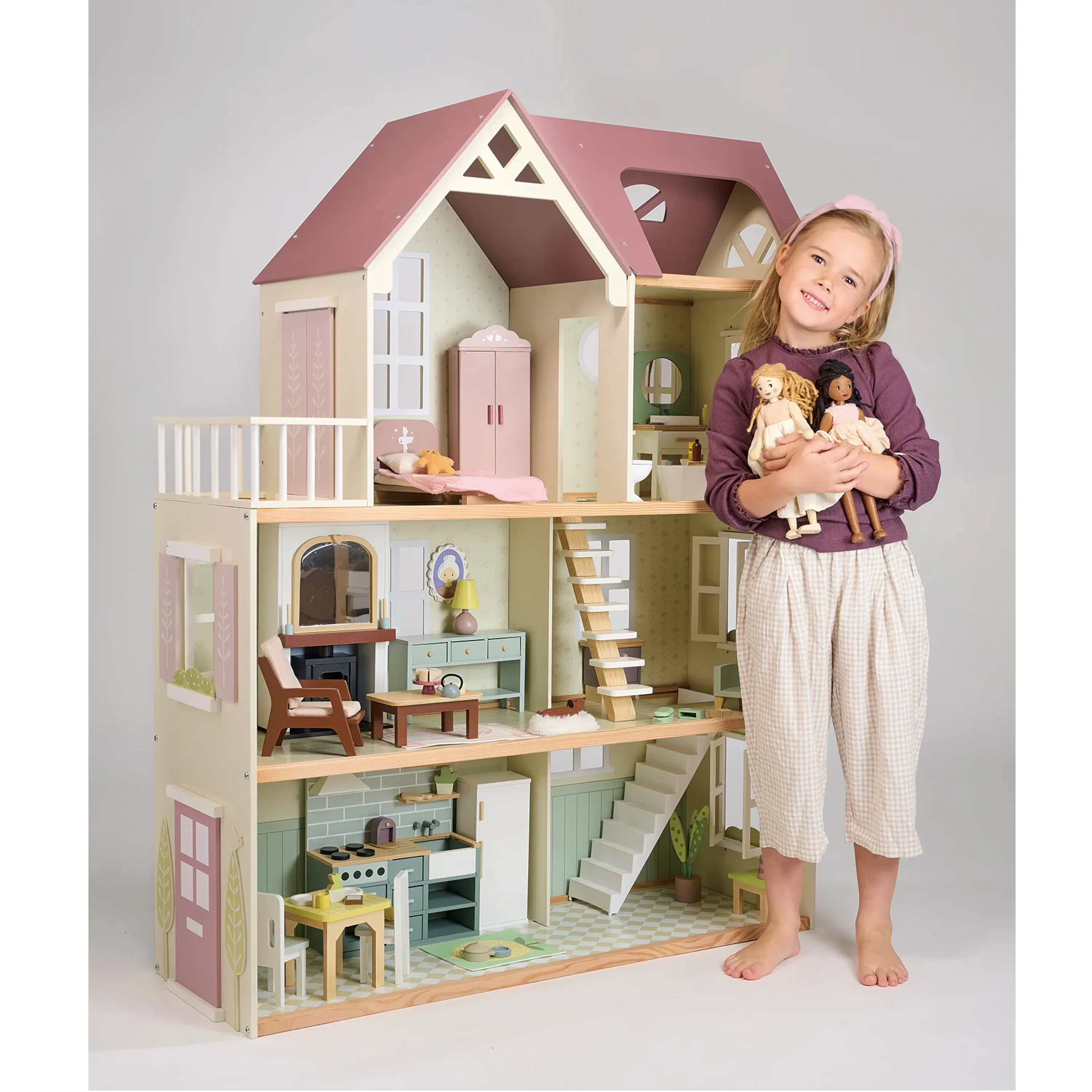 Tender Leaf Lola Wooden Doll - 9 - dollhouse, doll, playset, toy house, interior, living room, bedroom, kitchen, staircase