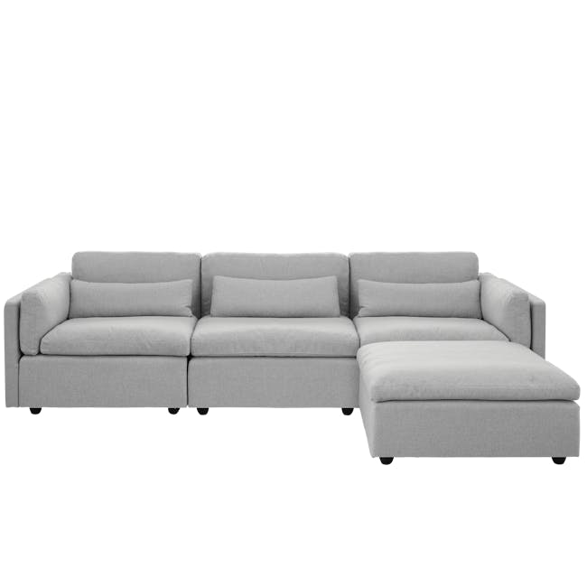 Liam 4 Seater Sofa with Ottoman - Slate - 0