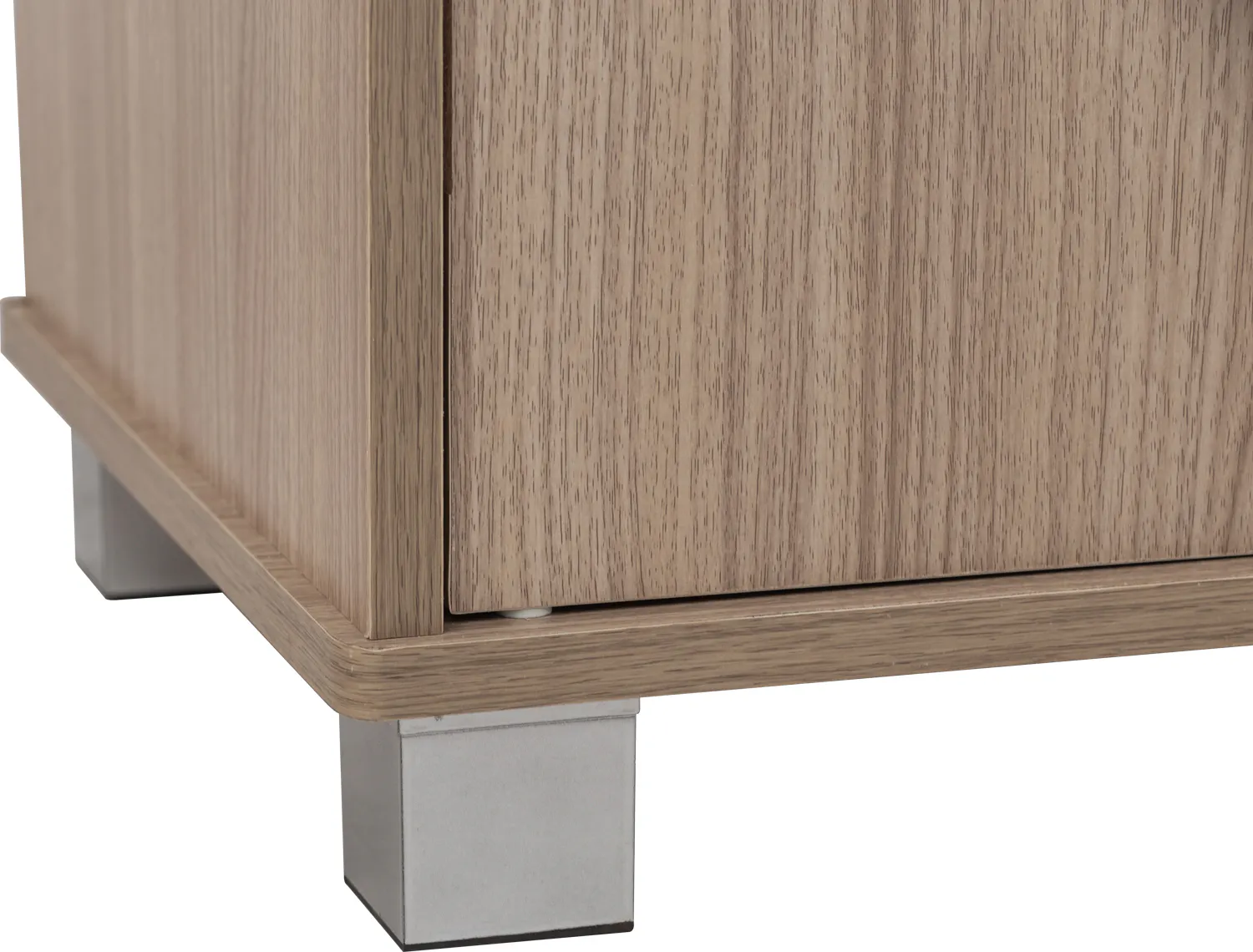 Naya 10 Door Cabinet - Ebonnese - 15 - Wooden cabinet with metal legs, close-up view, side panel, textured finish, natural