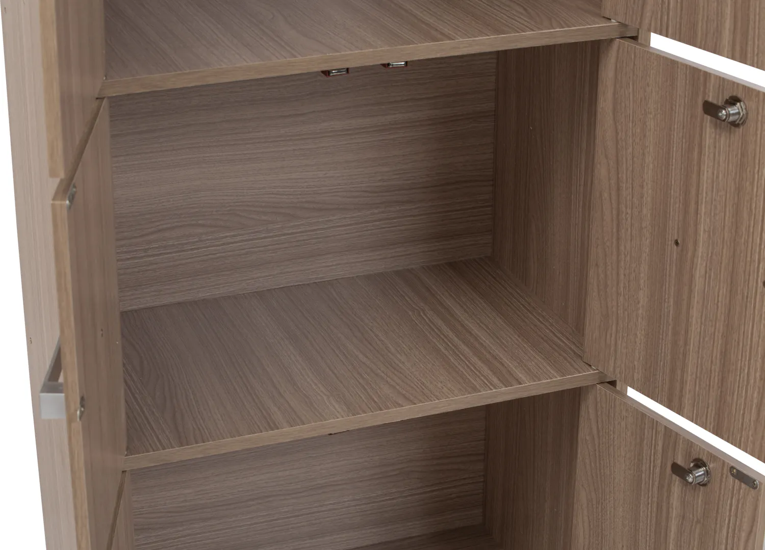 Naya 10 Door Cabinet - Ebonnese - 11 - Wooden cabinet with open shelves, minimalist design, integrated shelving, wooden