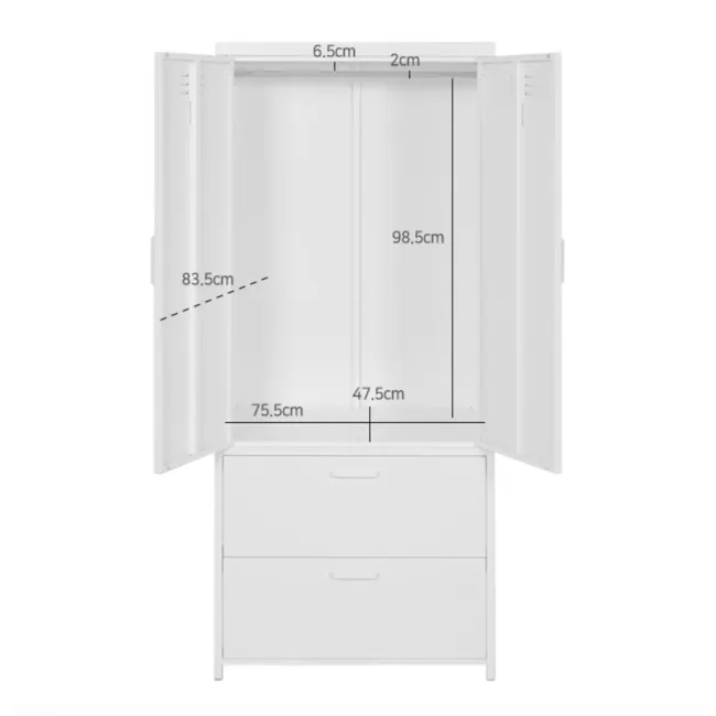 (As-is) Olavi Metal Wardrobe with 2 Drawers - Dark Grey - 21