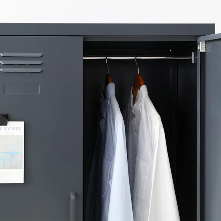 (As-is) Olavi Metal Wardrobe with 2 Drawers - Dark Grey - 16