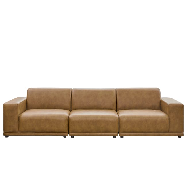 Milan 4 Seater Sofa - Tan (Faux Leather) - 9