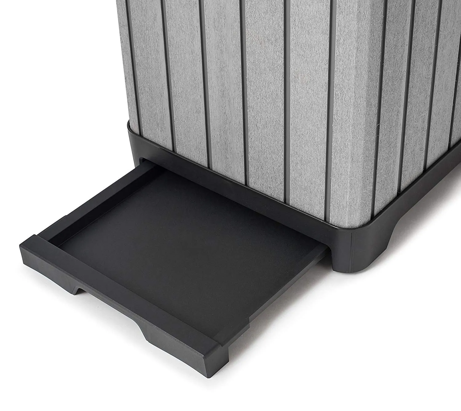 Rockford Outdoor Bin 124L - Black - 10 - Grey textured wall, black open shelf, minimalist design, sleek black box, modern